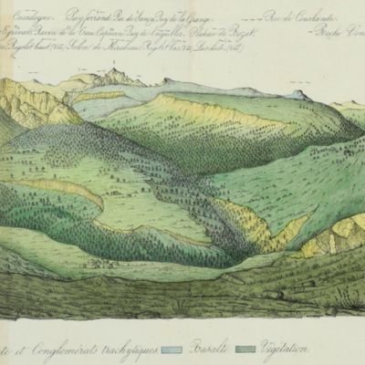 Coup d'oeil sur la structure géologique et minéralogique du groupe des Monts Dores, accompagné de la description et des échantillons des substances minérales qui le composent.