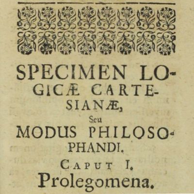 Specimen logicae Cartesianae, seu modus philosophandi ubi certa Cartesianorum veritatem inveniendi via ostenditur, & in quibusdam novae introductionis in philosophiam aulicam veritas paucis expenditur.