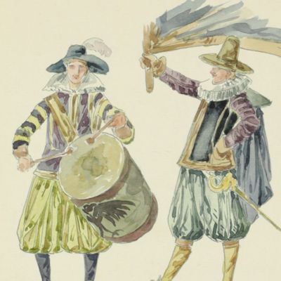 image for Original watercolours of 17th-century Dutch costumes.