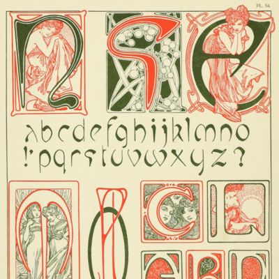 Documents decoratifs. Planche 54. [Female alphabet]
