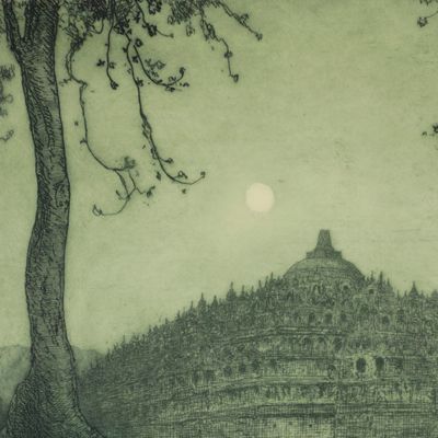 image for De Boroboedoer bij volle maan. [Borobudur under a full moon]