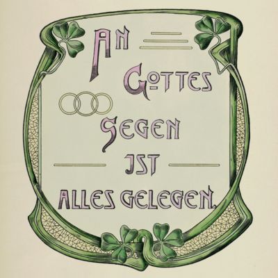 Jugendstil design: original design from Vienna. "Holz- und Brandmal-Vorlage". Very large plates "An Gottes Segen...".