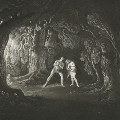 image for Paradise lost. Adam hearing the voice of God. Large(st) mezzotint plate from the large-size edition.
